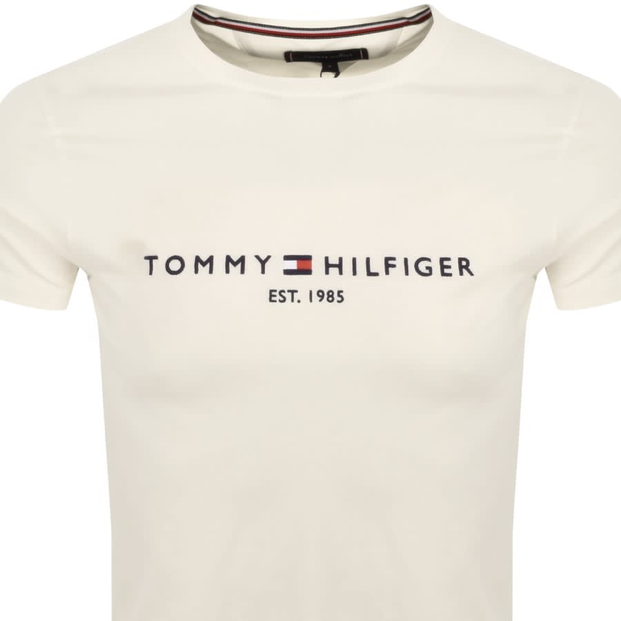 Tommy Hilfiger logo t shirt in cream White